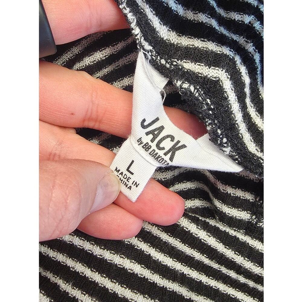 Jack by BB Dakota Black White Striped Cowl Neck Long Sleeve Oversized Top Large - Picture 2 of 8